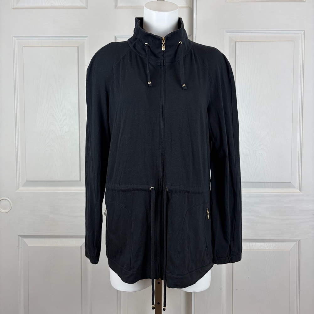 St. John Sport Black Full-Zip Drawstring Utility Jacket